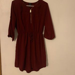 maroon long sleeved dress